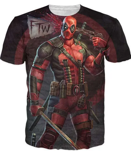 New Arrive American Comic Badass Deadpool T-Shirt Tees Men Women Cartoon Characters 3d t shirt Funny Casual tee shirts tops