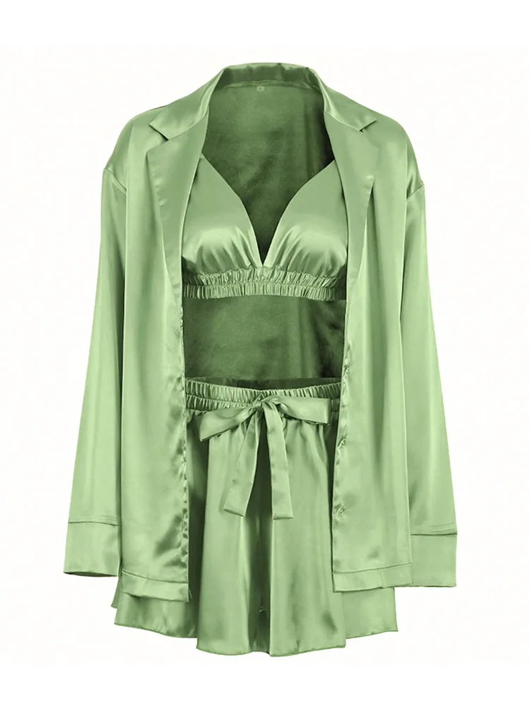 Satin Bralette Lounge Pajama Set