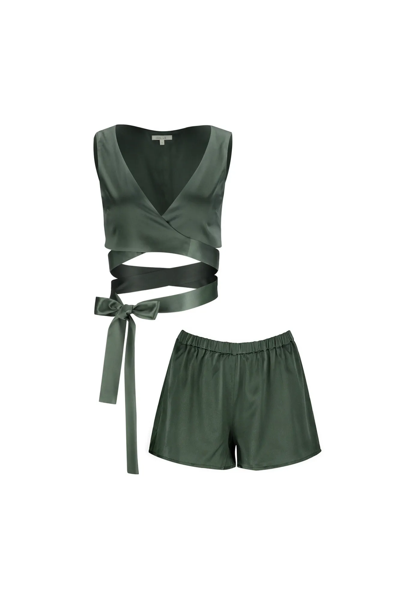 Silk Shorts Set 'Persephone' in Rich Green