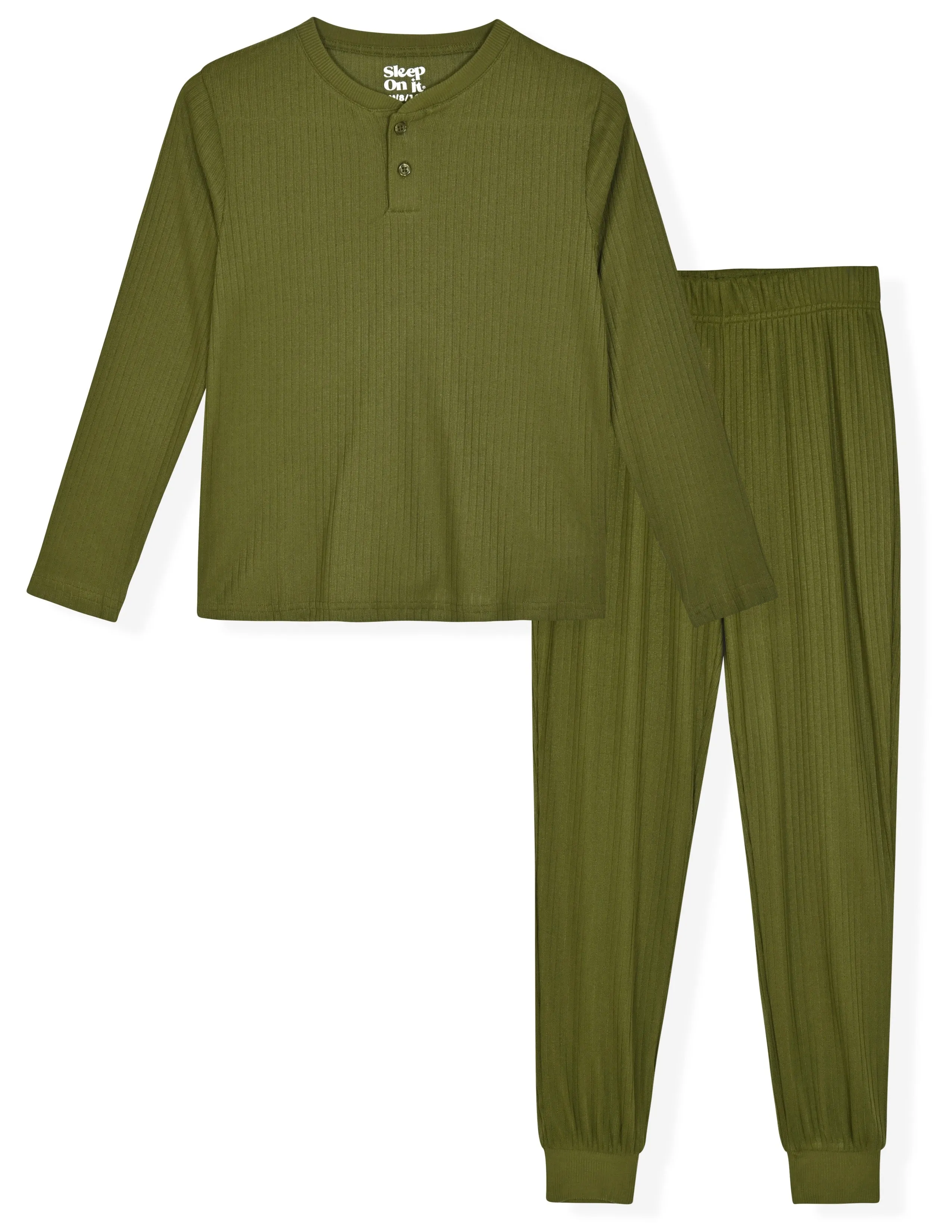 Sleep On It Boys 2-Piece Hacci Pajama Sets - Green Texture