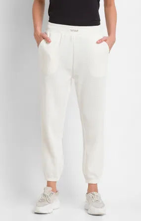 Spykar Cream Cotton Regular Fit Trackpant For Women