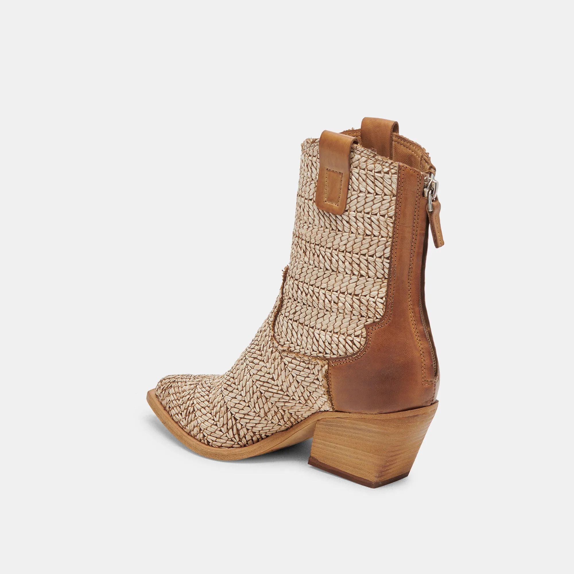 TEXIN BOOTIES BROWN MULTI RAFFIA