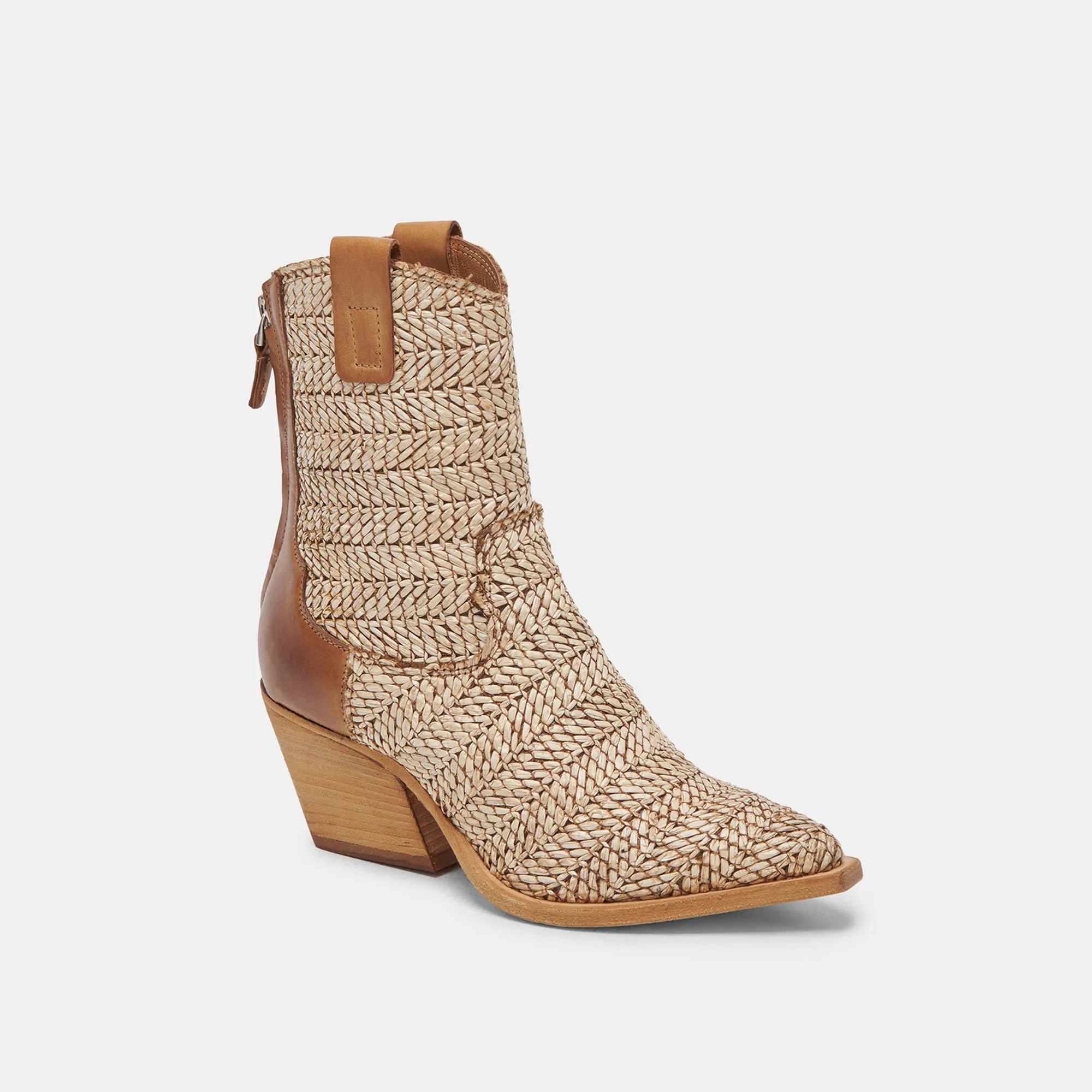 TEXIN BOOTIES BROWN MULTI RAFFIA