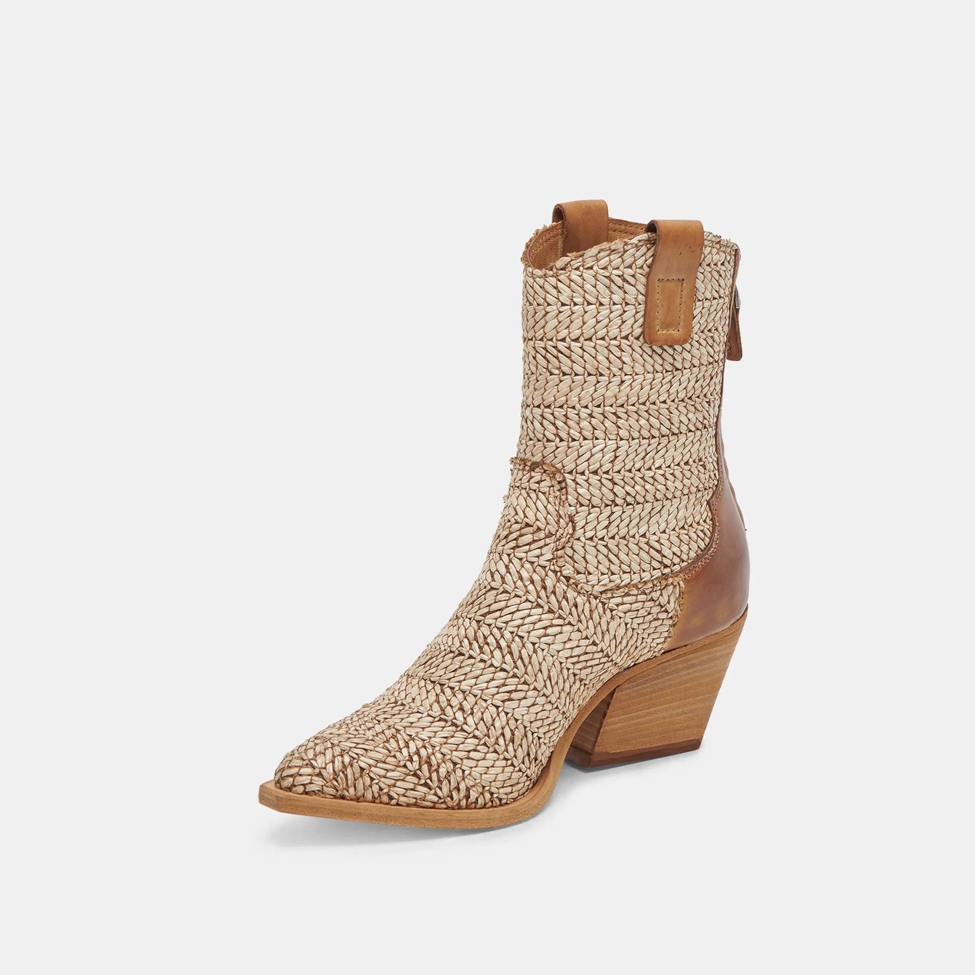 TEXIN BOOTIES BROWN MULTI RAFFIA