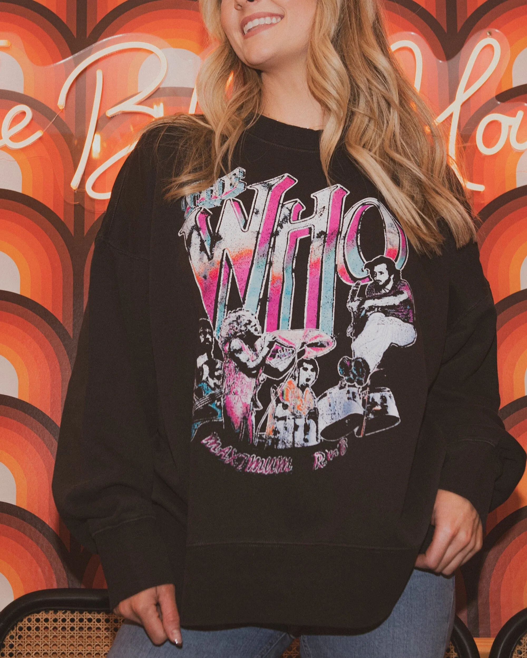 The Who Max R&B Black Oversized Crew Sweatshirt