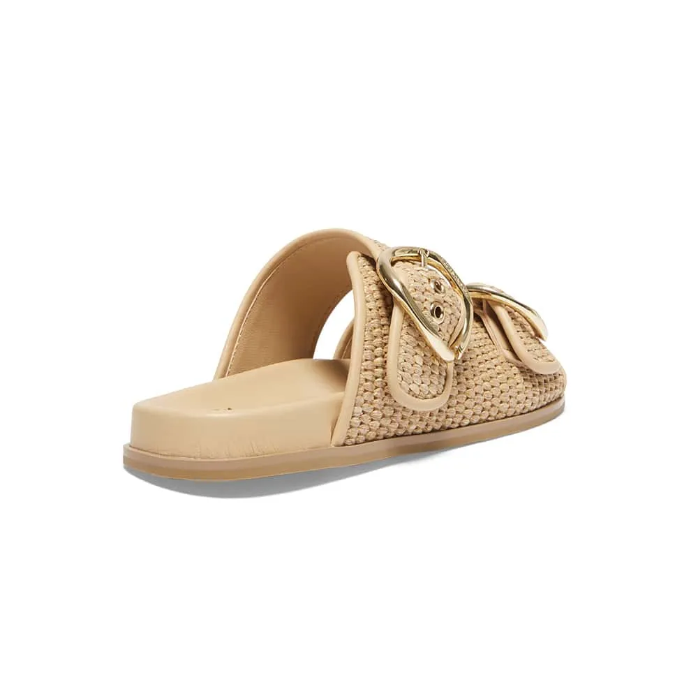 Tone Slide in Natural Raffia Leather