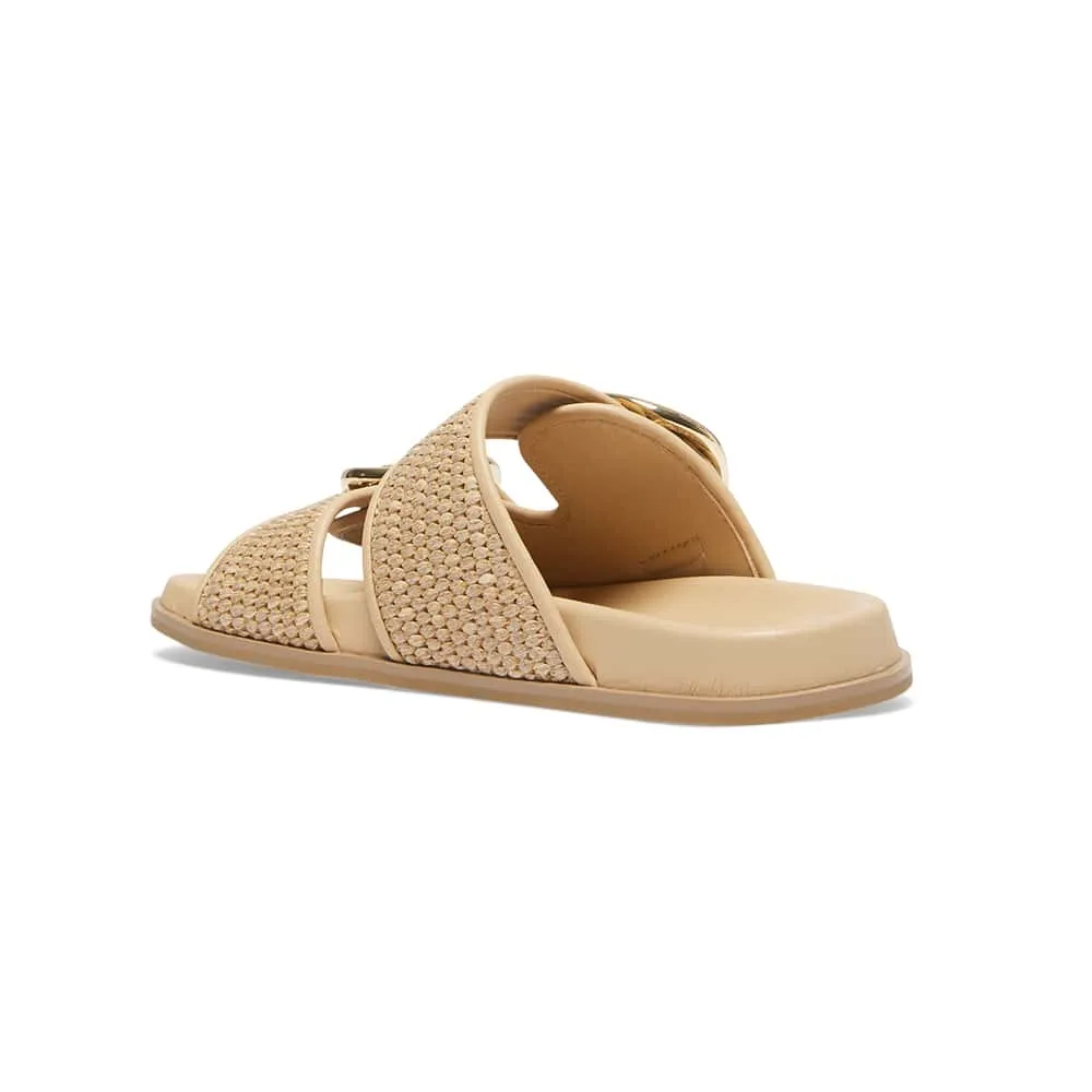 Tone Slide in Natural Raffia Leather