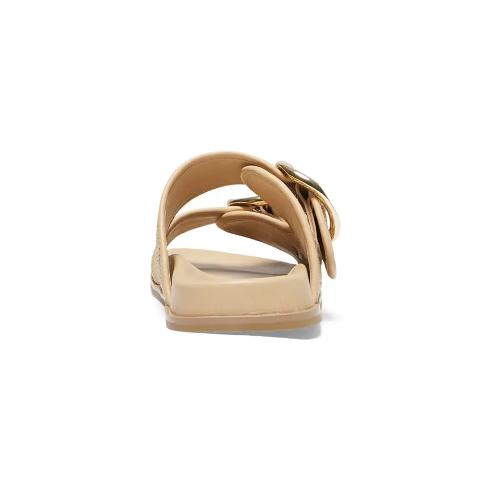 Tone Slide in Natural Raffia Leather