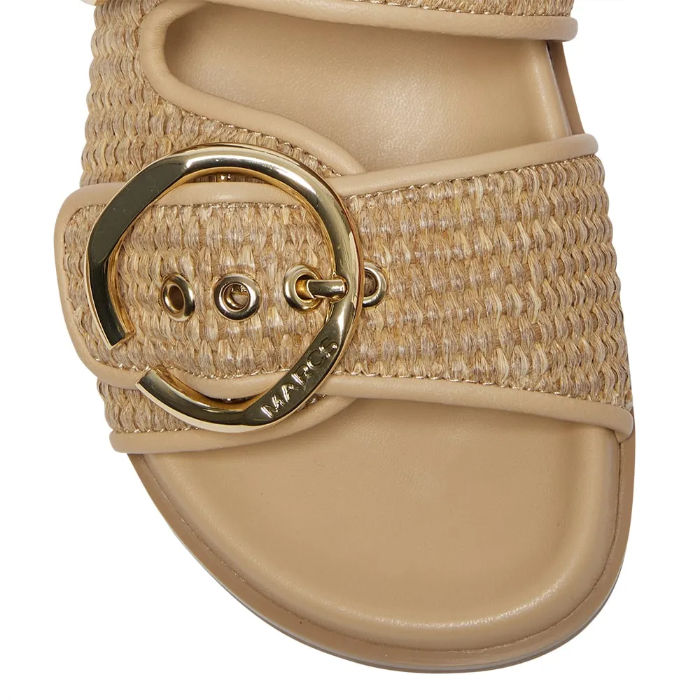 Tone Slide in Natural Raffia Leather