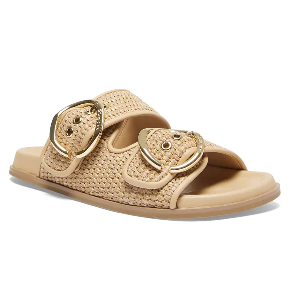 Tone Slide in Natural Raffia Leather