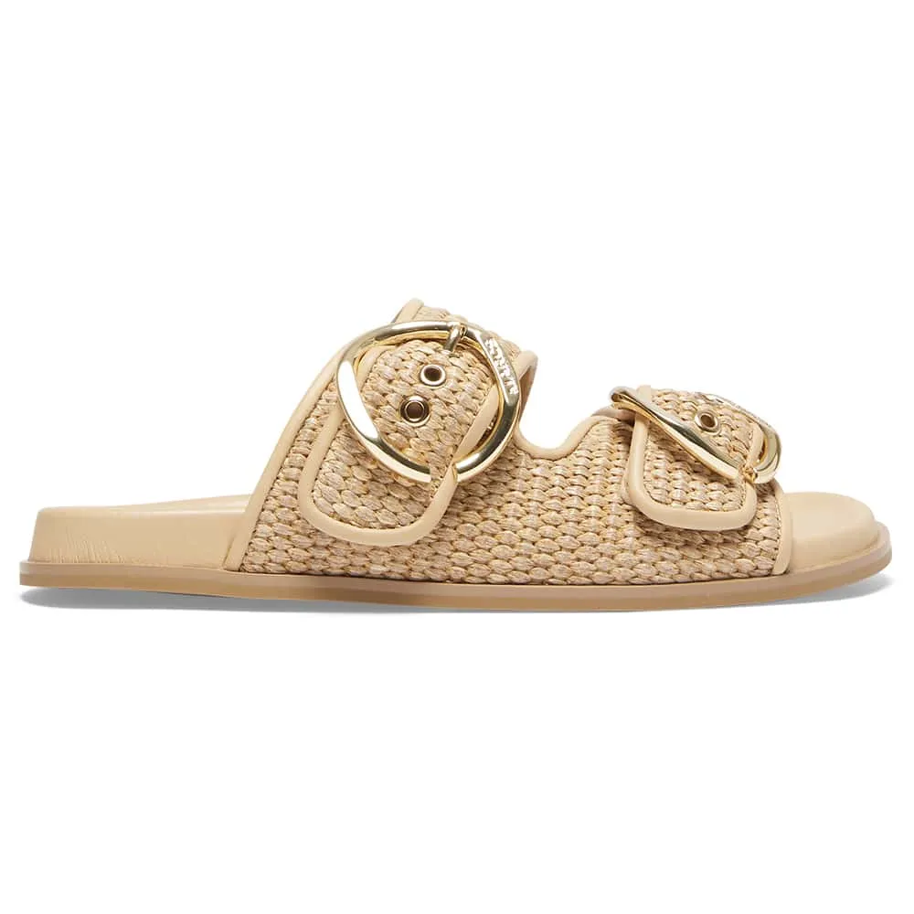 Tone Slide in Natural Raffia Leather