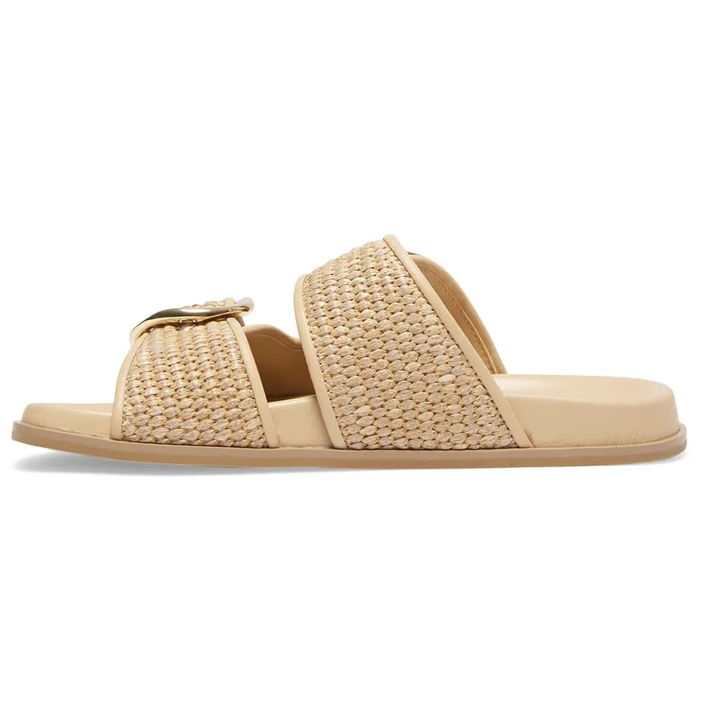 Tone Slide in Natural Raffia Leather