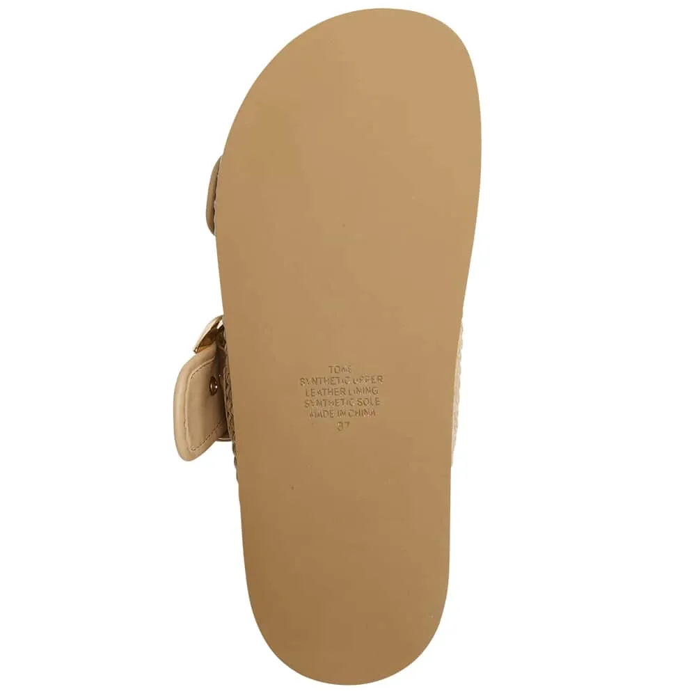 Tone Slide in Natural Raffia Leather