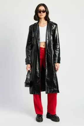 Undercover Black Faux Leather Trench Coat