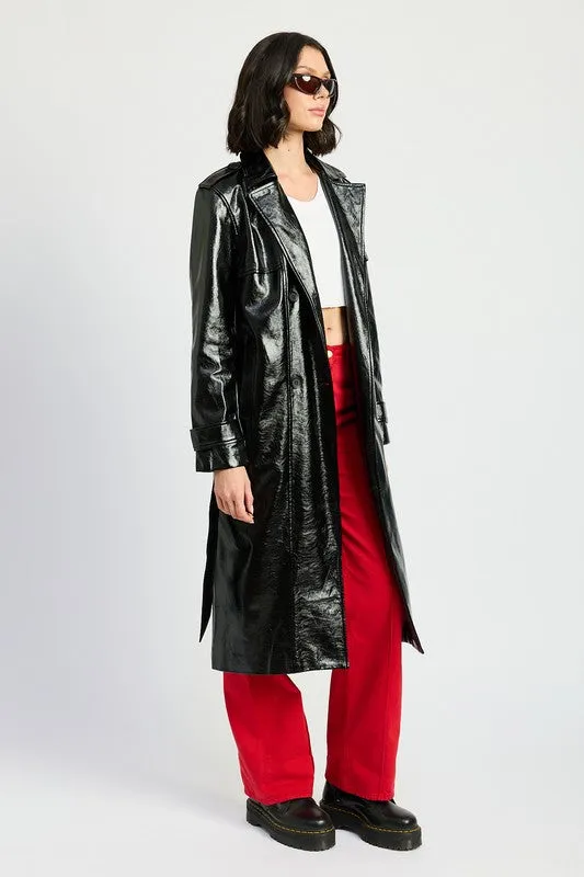 Undercover Black Faux Leather Trench Coat