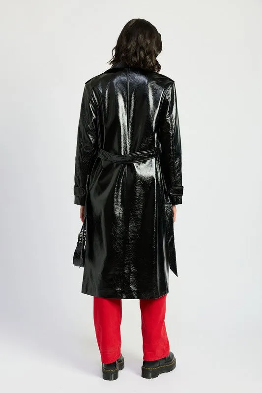 Undercover Black Faux Leather Trench Coat