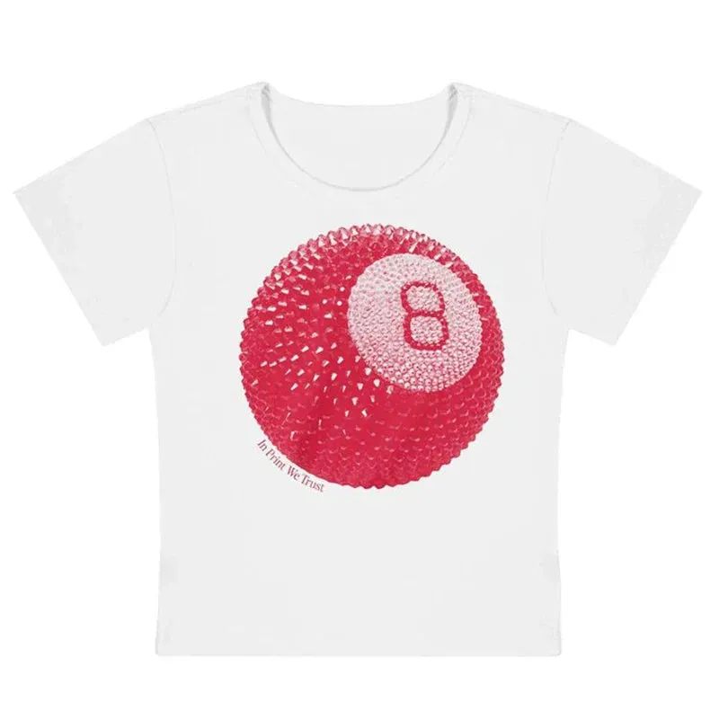 Women Graphic 8-Ball Casual Tee for Summer Days