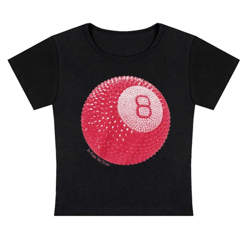 Women Graphic 8-Ball Casual Tee for Summer Days