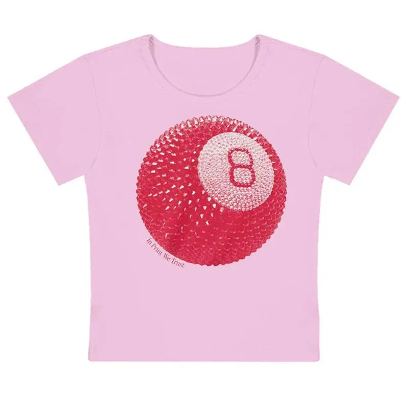 Women Graphic 8-Ball Casual Tee for Summer Days